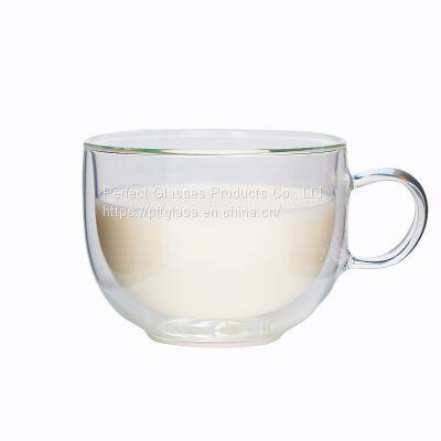 Logo Customized Double Walled Glass Bowl With Handle Doule Layer Glass Bowl For Salad Oatmeal Bowl photo-4