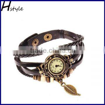 Hot selling leather ladies quartz vintage retro watch wrap bracelet watch WP005