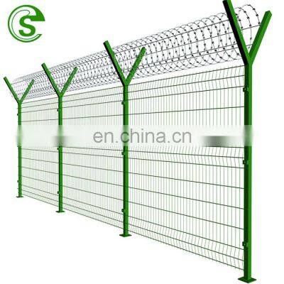 Industrial area security fencing wire fence panel with Y post and razor wire