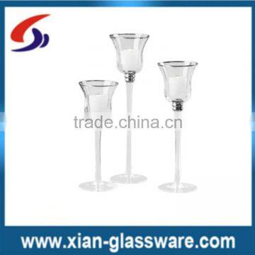 Promotional wholesale long-stemmed glass candle holder