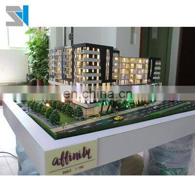 1:100 scale apartment model for display & exhibit, led light architect models