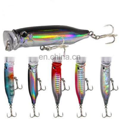 Long Tail Freshwater 3D eyes 7cm 9.4g Popper Sea Topwatter Fishing Lure