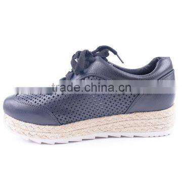 Bottom Jagged Female Breathable Straw Interlay Outsole Lace up Ladies Sneakers photo-4