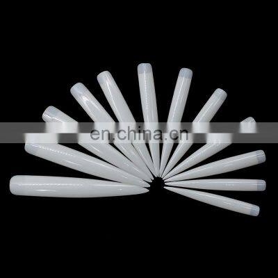 Hot Sell 12 Pcs  Clear and nature XXL stiletto half covered extra long tips of Acrylic nail tips