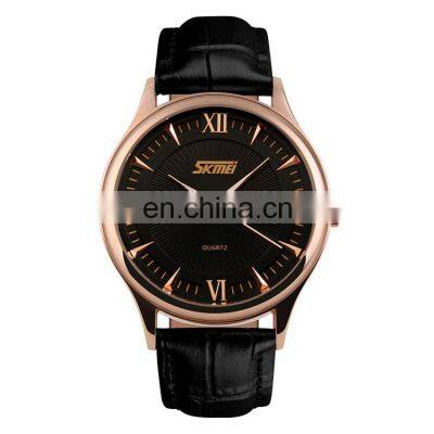 Skmei 9091 Water resistant leather strap men quartz watch movement