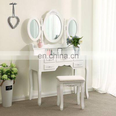 modern Large-capacity white dressing table mirror furniture with stool