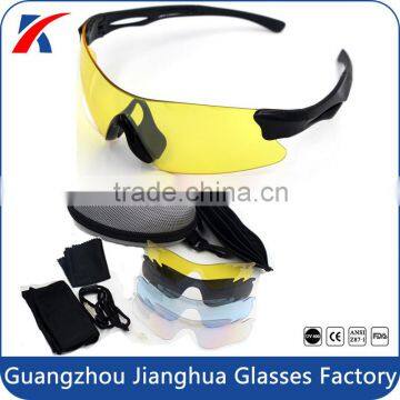 Interchangeable 5 lens full set UV400 sport protective sun glasses tennis eyewear with smaller case