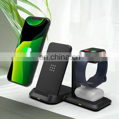 3 In 1 Fast Wireless Charger Pad Stand 10W Phone QI Fast Wireless Charging Station