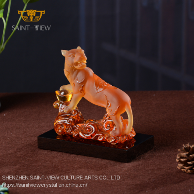 SAINT-VIEW Crystal Liuli Office Gift Livingroom Animal Custom Decoration Tiger Statuary photo-2