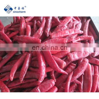 Sinocharm  Frozen vegetables New Crop Jinta Beijinghong IQF Frozen  Red Chilli with Competitive Price