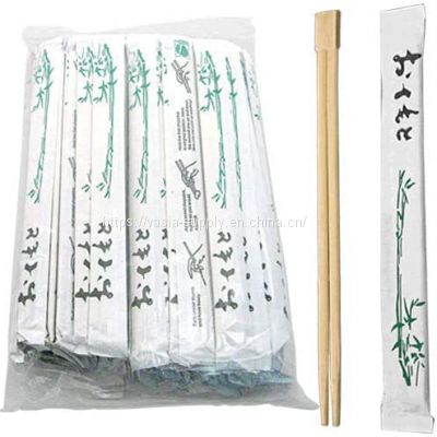 Customized Disposable Japanese Print Bamboo Chopsticks packed 100 pairs Custom Paper Sleeve