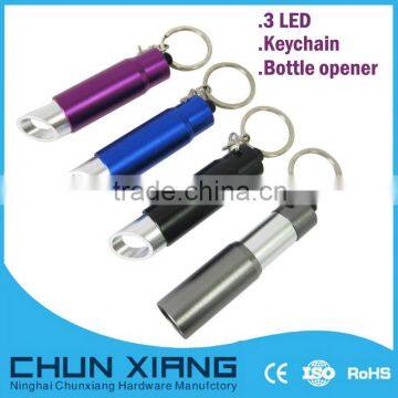 3led flashlight torch keychain with bottle opener