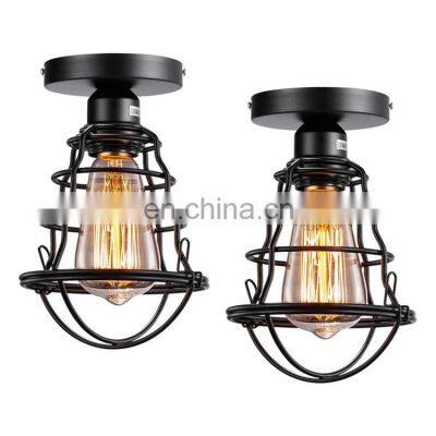 Retro restaurant corridor entrance iron cage ceiling lamp personality balcony bedroom coffee shop bar lamp