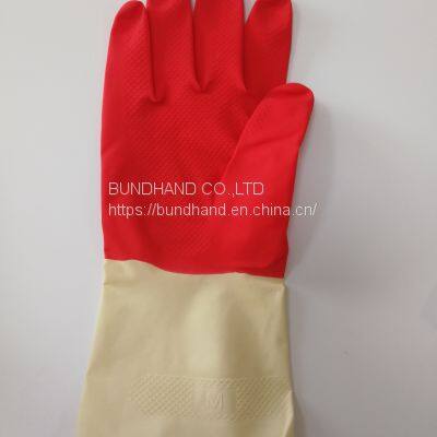 Red and White Bio Color Latex Household Gloves Unlined Cleaning Gloves Without Flocklined photo-2