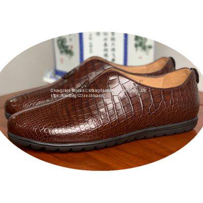Crocodile Leather Shoes Men's Autumn Tide Shoes Fashion All-Match Wear-Resistant Leather Slip-On Casual Shoes Over-The-Foot Shoes Single Shoes photo-2