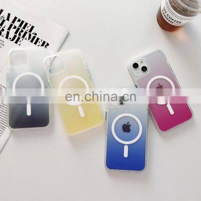Wholesale Gradient Design Soft TPU Wireless Charging Case Upgraded Shockproof Magnetic Mobile Phone Case for IPhone 12 /13 photo-2