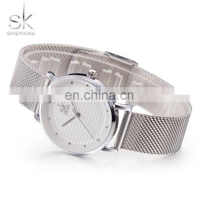 SHENGKE Full Sliver Women Wrist Watches K0049L Girls Mesh Band Watch Ultra Ladies Handwatch Bracelet Watch photo-4