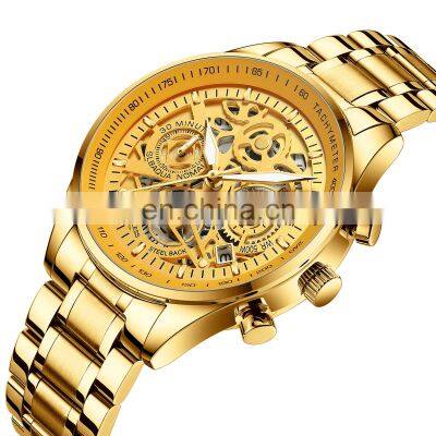 NIBOSI 2020 New Hollow Fashion Large Dial Men's Watch Multifunction Calendar Sports Watch Waterproof Quartz Watch