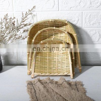 Best Price Hand woven bamboo storage basket natural wicker platter tray serving tray wholesale