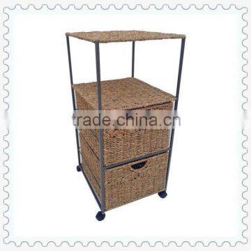 weaving seagrass floor standing modern bathroom cabinets with wheels removable with three drawers