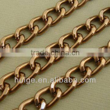 Gold Bright Brown Curb Twist Aluminum Chain 10x7mm