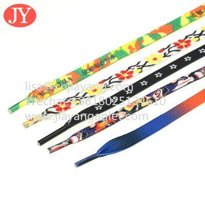 hot transfer flat shoelace print logo sneaker polyester shoelace