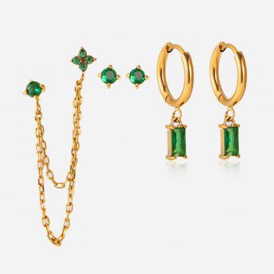 Aretes en forma de C de acero inoxidable con recubrimiento de oro, joyería unisex