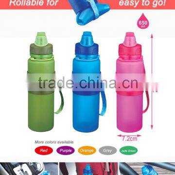 100% Healthy Harmless 650ml/22oz Foldable Silicone Water Bottle