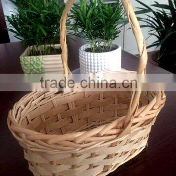 Wicker Picnic Basket,basket,1 PC Wood Chip and Split Willow Basket With Handle photo-2