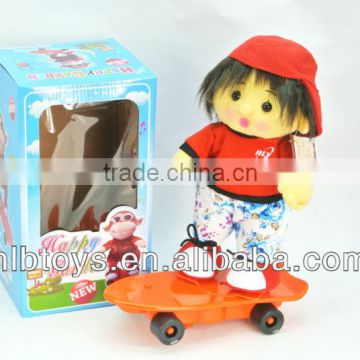 New arriving,Plush musical doll with skateboards,Plush Animal Doll