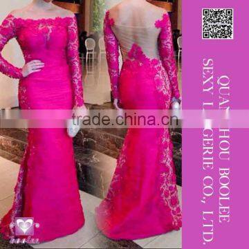 2015 Clothes Fashion Trendy Women sexy slash neck lace evening dress floor length gown
