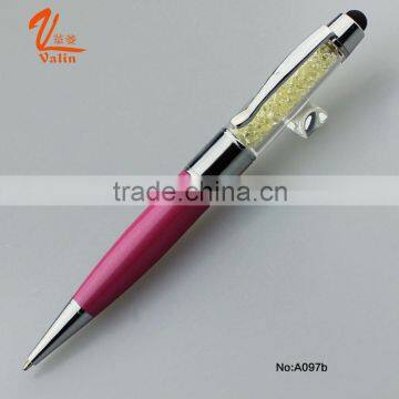 2016 Valin blue USB disk metal ball pen with crystal touch screen