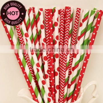 Holiday Fun Red & Green Christmas Paper Straw Mix