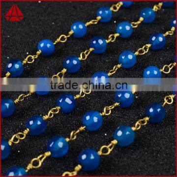 Ocean Agate Dark Blue Faceted Agate Beads Chains