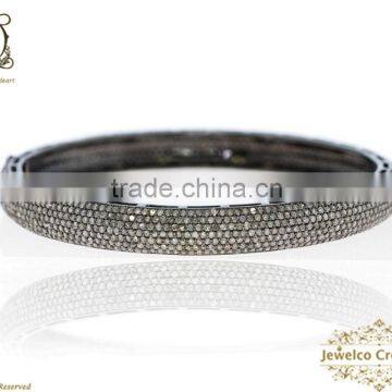 Natural Diamond Bangle Jewelry, Silver Jewelry, Handmade Bangle, 925 Sterling Silver Bangle, Pave Jewelry, Sleek Bangle