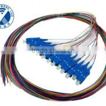 12 core SC UPC 0.9mm G.652D fiber optic pigtail 1.5m PVC