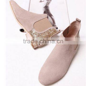 Golden sequin shiny camel light color fashion ankle boots