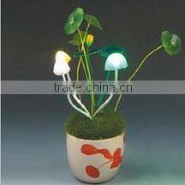 LED Flashing Mushroom Flowerpot for Promotion gift, home/cafes/bars decoration, creating romatic atmospheres