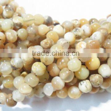 Yellow Dendrite opal 4-5mm natural gemstone semi precious drilled 13 inch bead strands