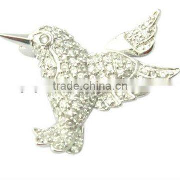 Fashion silver crystal rhinestone brooch