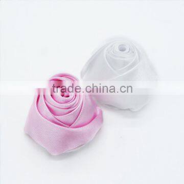 Satin Rosettes Fabric Flowers- Wedding Bouquet- Headband Hairclip Bobby Pin Flowergirl Satin Rose Baby Girl Headband photo-3