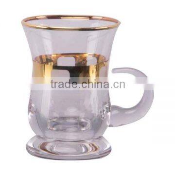 Clear Coffee cup with golden decal and golden rim