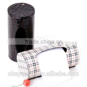 LATEST DESIGN LEATHER PLASTIC ROUND TISSUE BOX FOR CAR