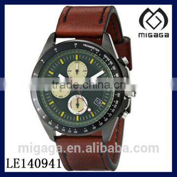 Men's Analog Display Quartz Brown Watch OEM logo WATCH WITH BROWN LEATHER STRAP JAPAN QUARTZ MOVEMENT