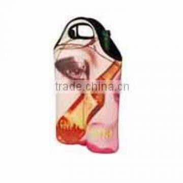 Red double neoprene beer bottle cooler sleeve for promotional gift