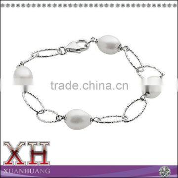 Low price 925 sterling silver pretty freshwater pearl bracelet