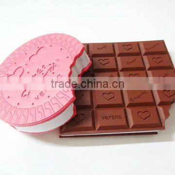 Chocolate biscuit shaped soft pvc cover notebook