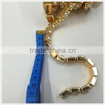 Gold Square Chain With Pearl for Clothes Necklace and Shoes photo-4