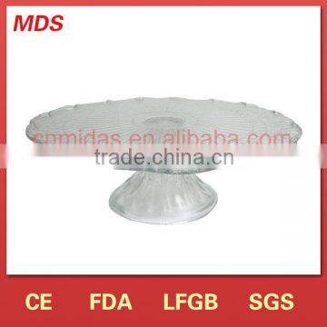 New design clear wholesale glass cake stand