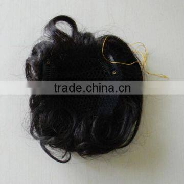 high quality 5a grade natural looking fish net Indian human hair piece with clips